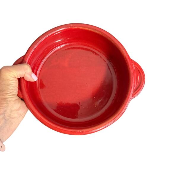 Rare Vintage Maioliche Jessica Deep Red Round Handled Baking Dish - Picture 7 of 9